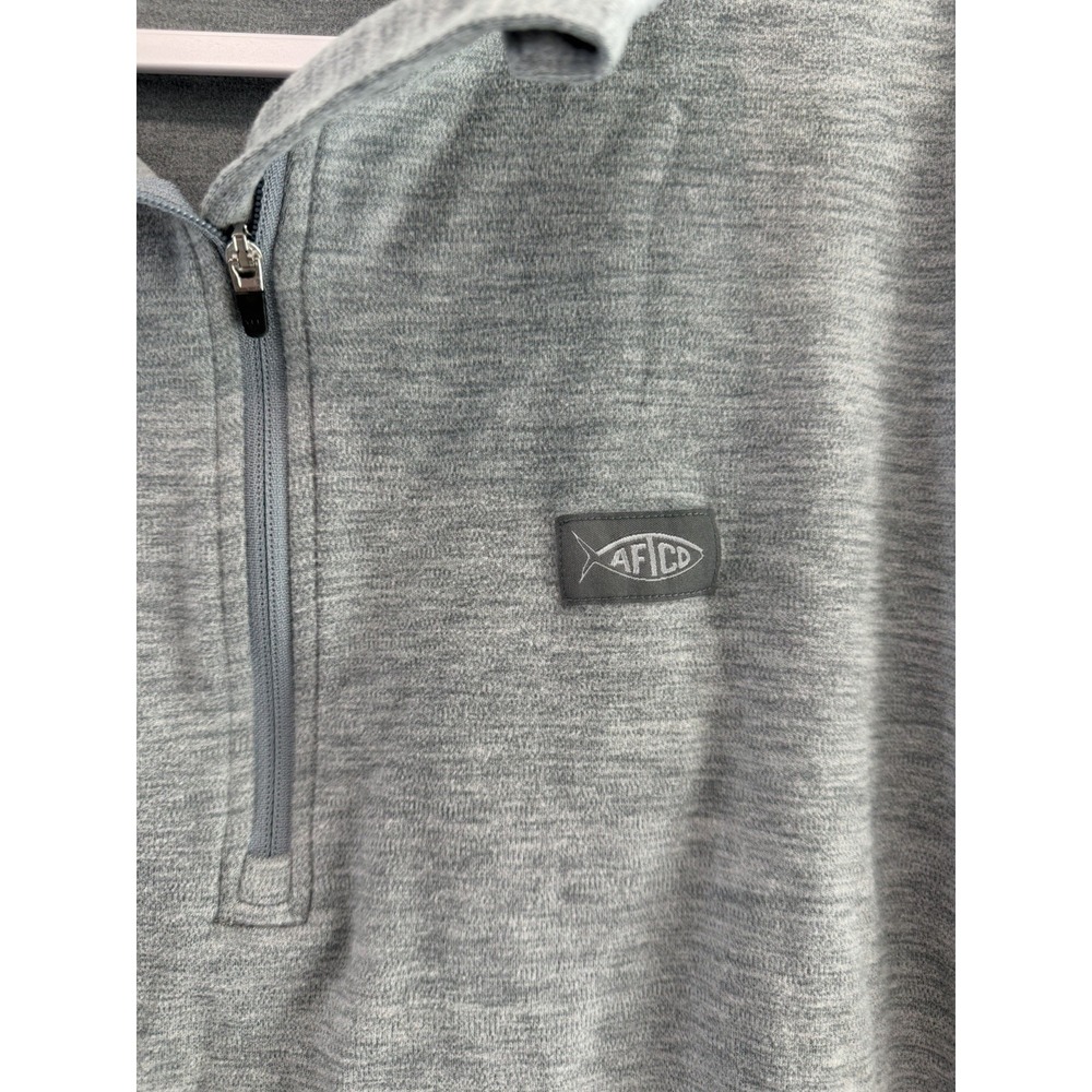 AFTCO Men's Gray 1/4 Zip Pullover Long Sleeve Mock Neck Fishing Shirt M - Picture 3 of 9